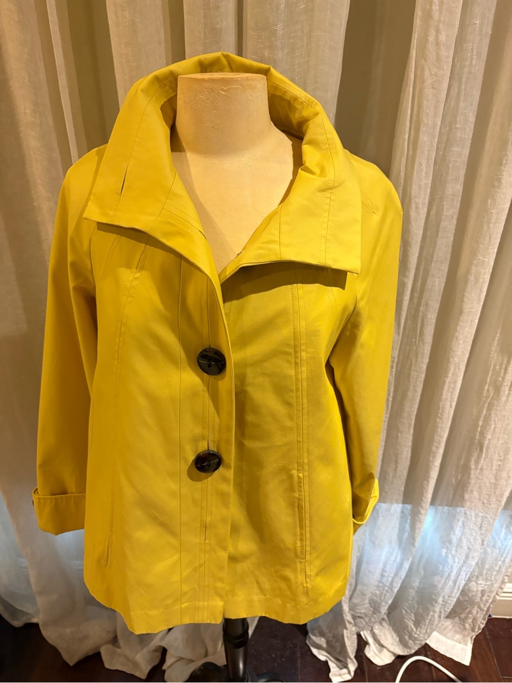 Yellow Women's Lightweight Button-Front Coat
